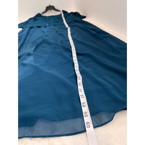 New Alex Evenings Women's Plus Size 16W Stretch Lace Bodice Mock One Piece Gown - Picture 5 of 11